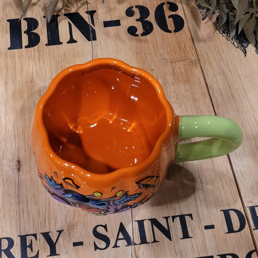 Disney Parks Stitch Halloween Pumpkin Coffee Mug NEW